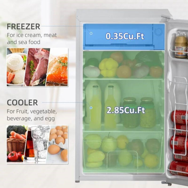 Compact Refrigerator Mini Fridge/Freezer 3.2 Cu.Ft, White